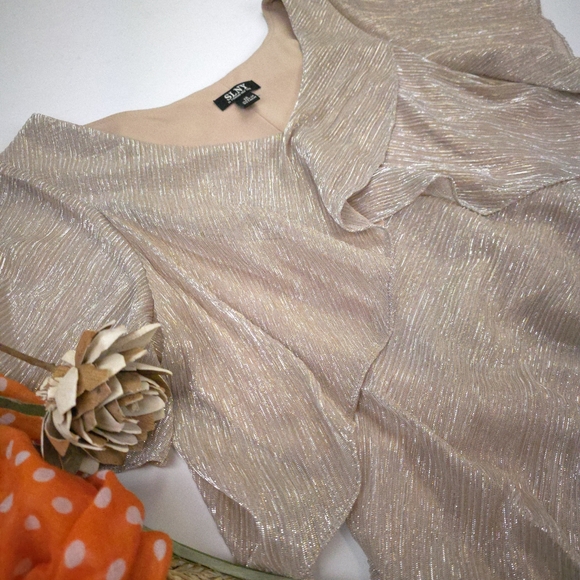 SLNY Shimmering Rose Gold Layered Dress Sz 12 - Picture 9 of 14